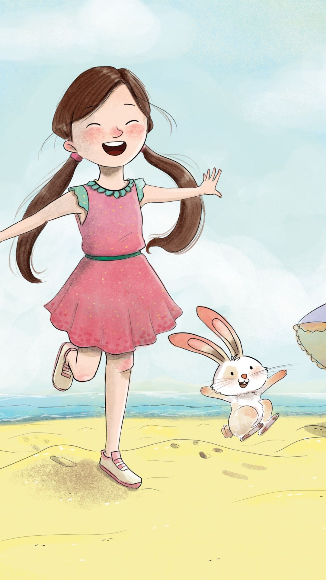 Ella wearing a dress with bunny dancing
